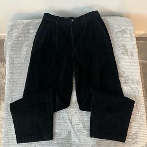Vintage Claiborne Men's Black Pleated Corduroy Pants Size 33x32